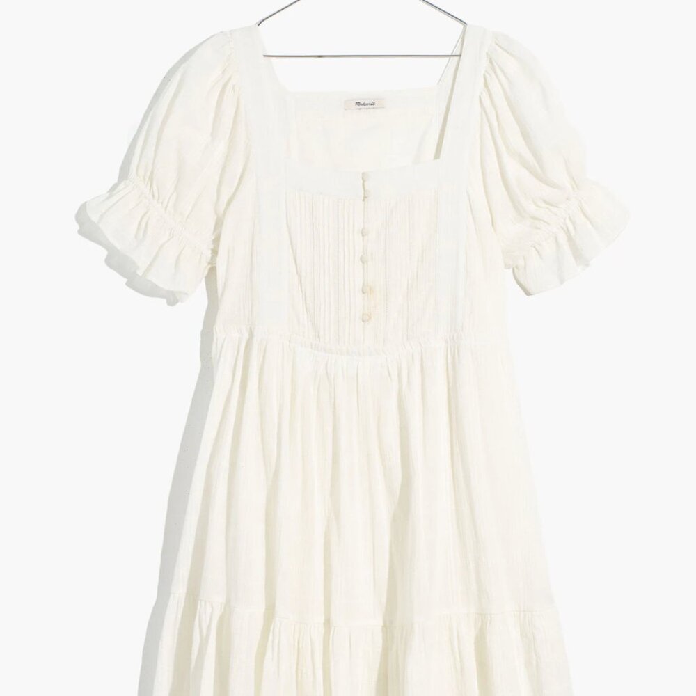 Madewell Puff-Sleeve Drawstring Mini Dress - Size Small - EUC - 100% cotton